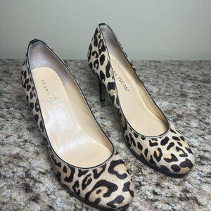Ivanka Trump Leopard Animal Print Pump Heel Shoe Leather Cow Hair 5.5M